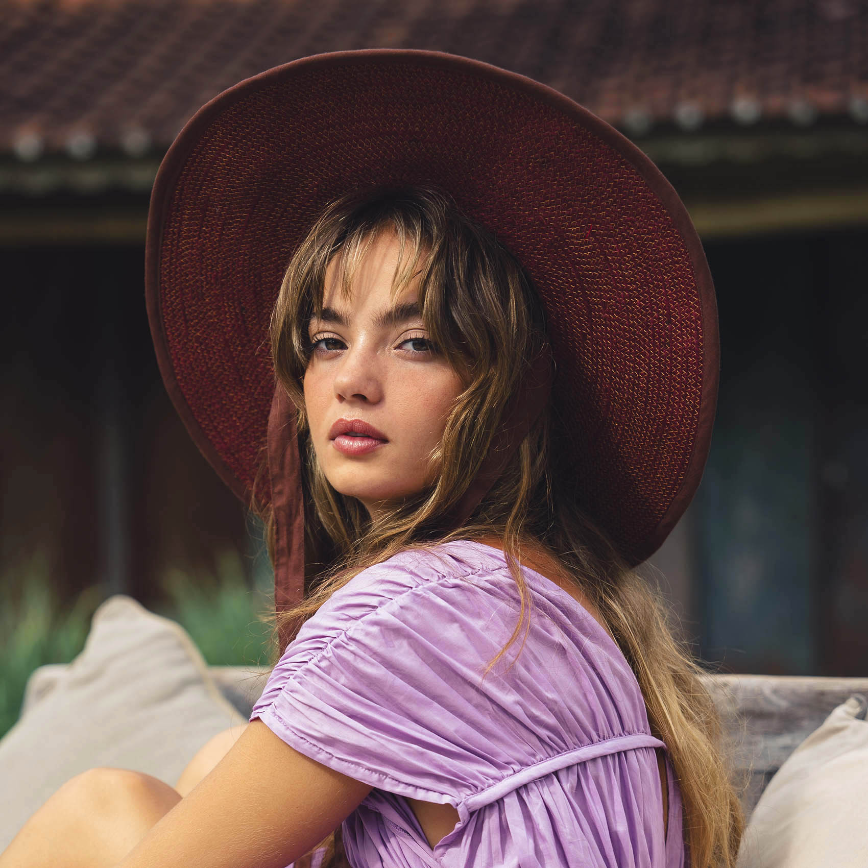 Brunna.co Lolo Wide-brim Jute Boater Hat in Natural Beige Retail $110 NWT The Lolo Wide-brim Jute Boater Hat in Burgundy – BrunnaCo main image 4