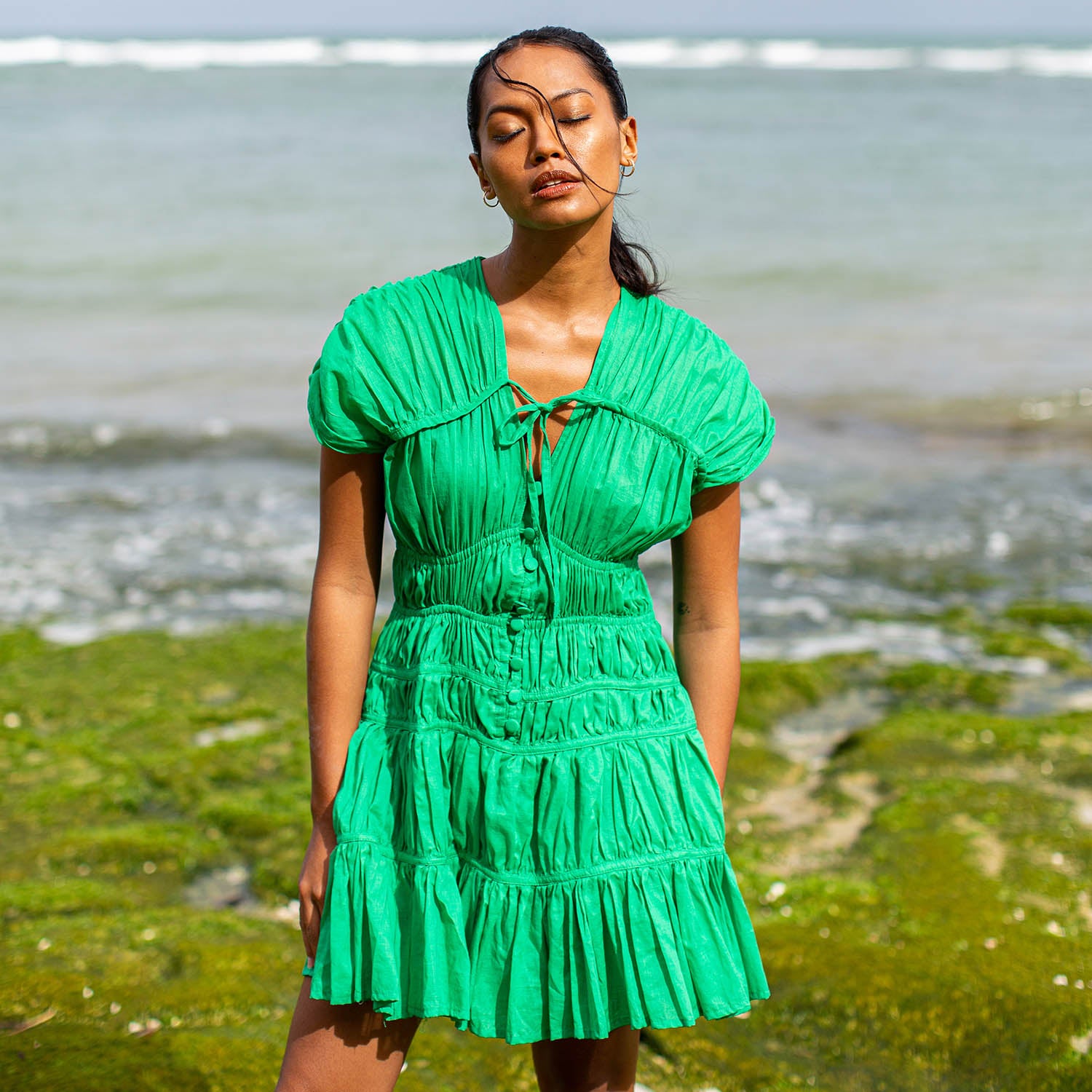 The Srikandi Ruffle Dress In Scarlet Red