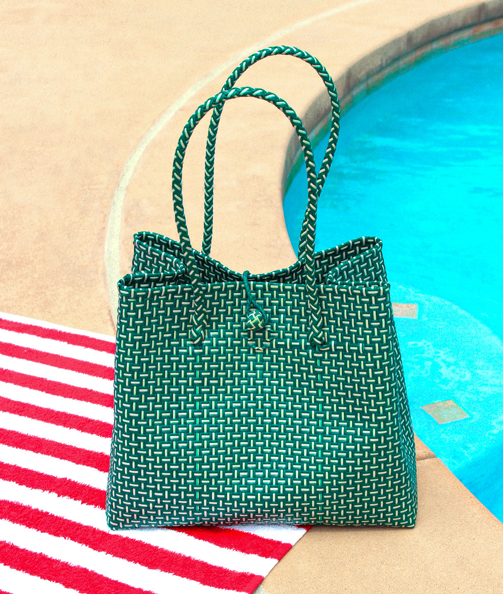 Toko Bazaar Woven Tote Bag In Green