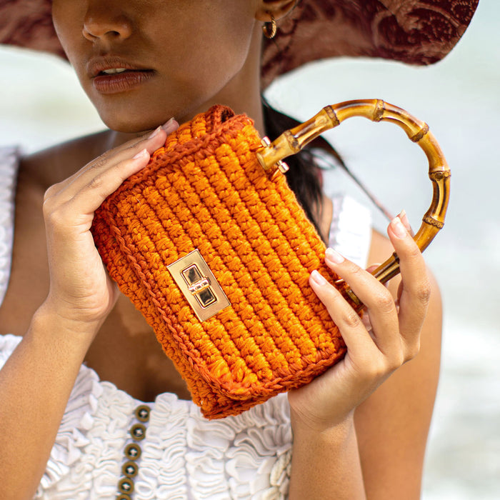 AIRMAIL Mini Crochet Handbag In Orange