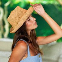 Alir Woven Raffia Sun Hat in Beige