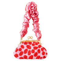 ARNOLDI Daisy Pochette perlée à la main en rose et rouge