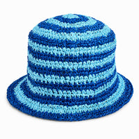 Brigitte Handwoven Raffia Sun Hat in Blue