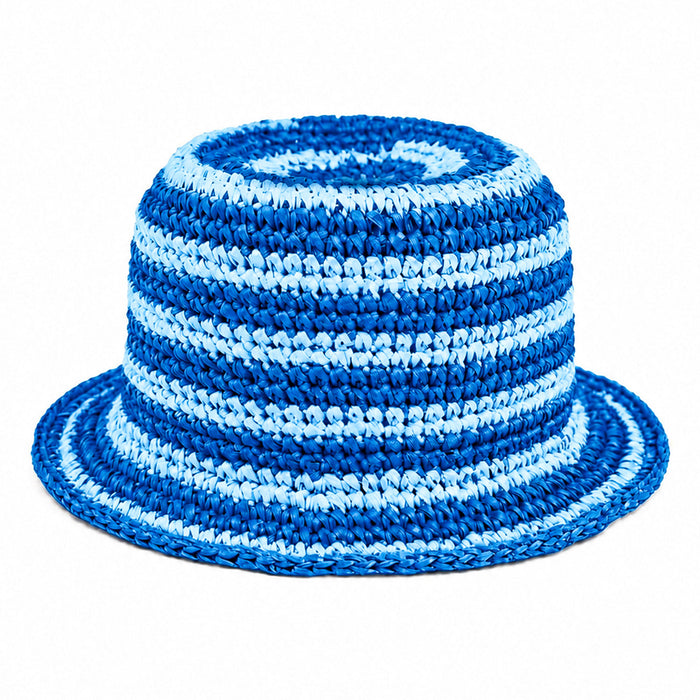 Brigitte Handwoven Raffia Sun Hat in Blue