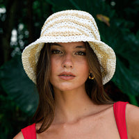 Brigitte Handwoven Raffia Sun Hat in White