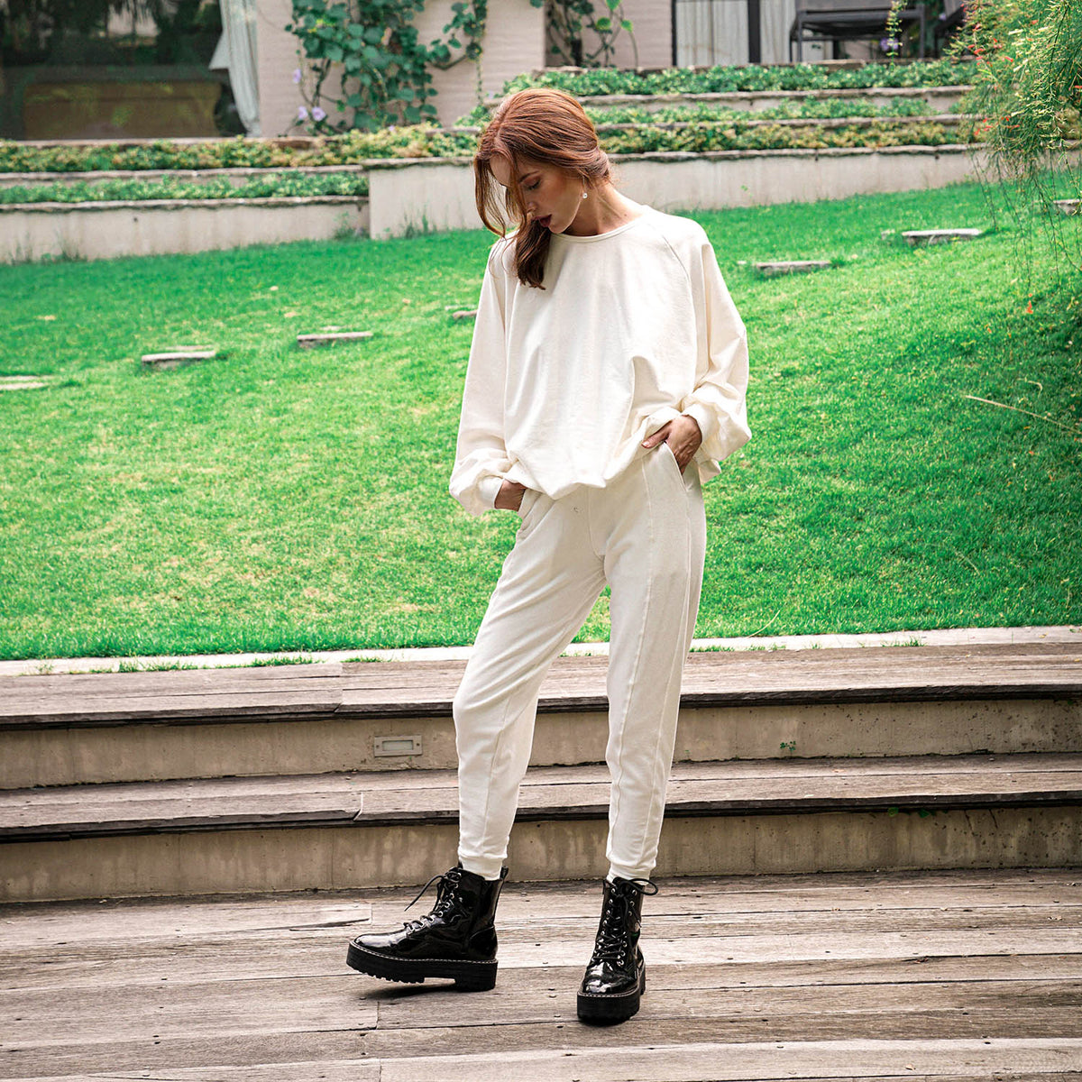 Cameron Bamboo Fleece Joggers in Off White