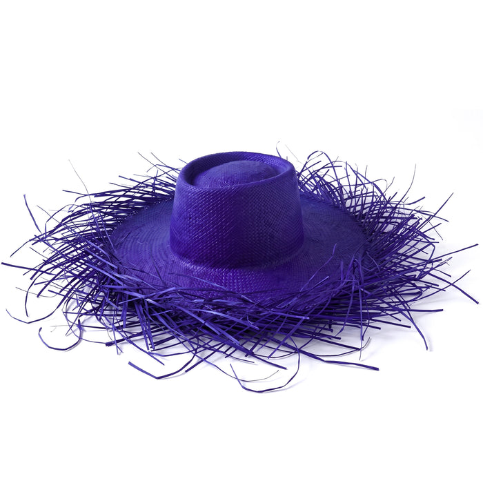 The Catalina Frayed Straw Sun Hat In Azure Blue