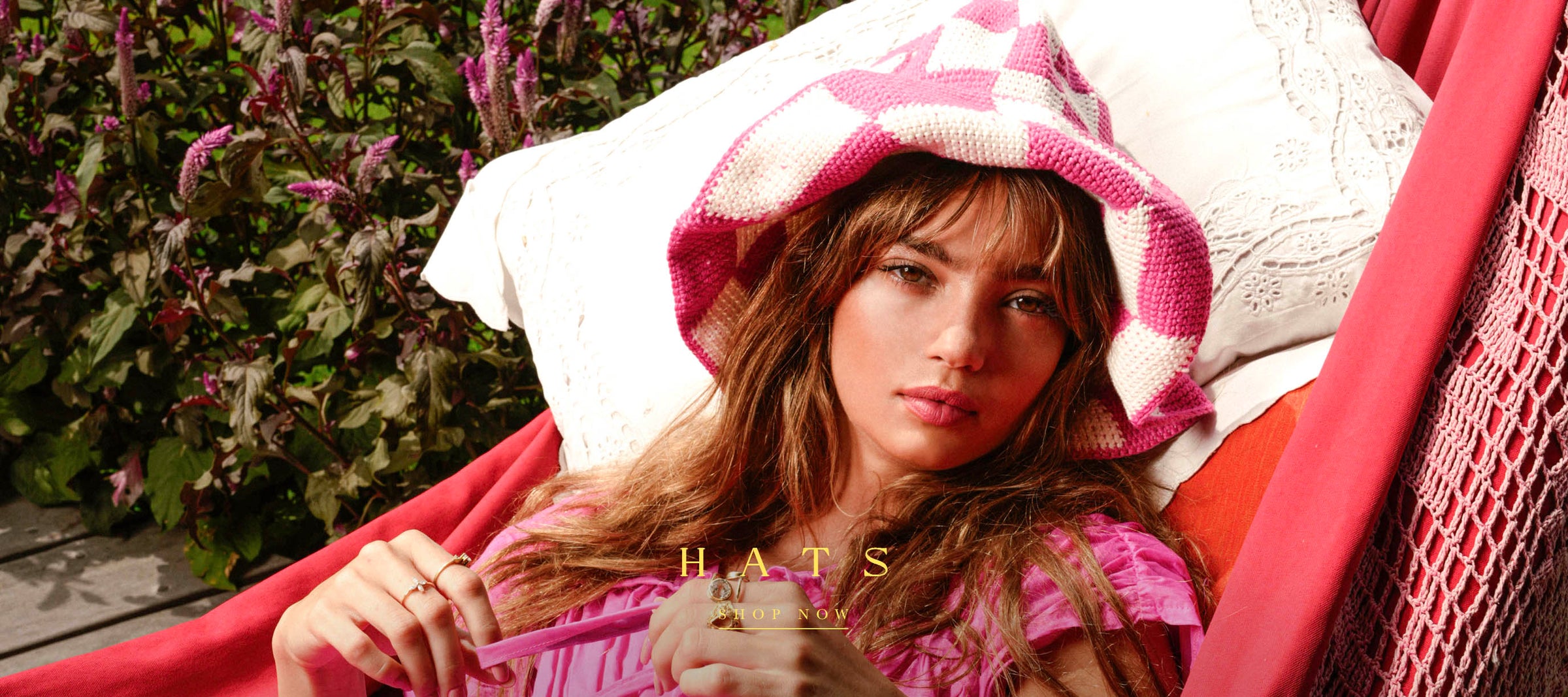 HATS by BrunnaCo - Featuring Inka Williams in BrunnaCo's Pink Srikandi Dress with Pink SHILO Crochet Hat