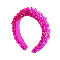 Bandeau de perles de cristal de verre CROWN en rose choquant