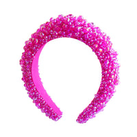 Bandeau de perles de cristal de verre CROWN en rose choquant