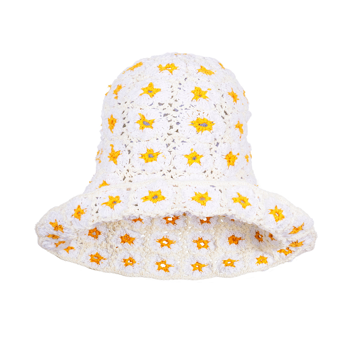 Flora Daisies Crochet Beanie Hat in Off White. This gorgeous crochet hat made from 100% cotton yarn, complete with an eye-catching flower pattern, is designed to give you a fun and feminine fit.  A must-have collection for creating a cute and casual look. Hand-crocheted with love by our female artisans from their very own home in Bali.