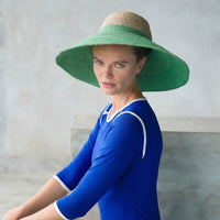 Body écologique bicolore FILLE en bleu mer