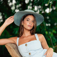 Jane Medium Brim Jute Hat in Princess Blue