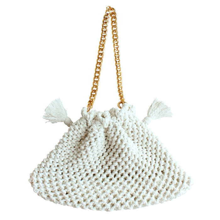 The Lyon Macrame Tote Bag In Off White
