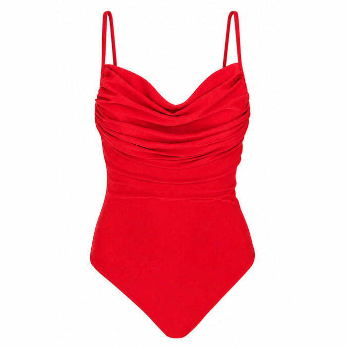 Manta Sculpting Plunge One-Piece Recycled Swimsuit In Red