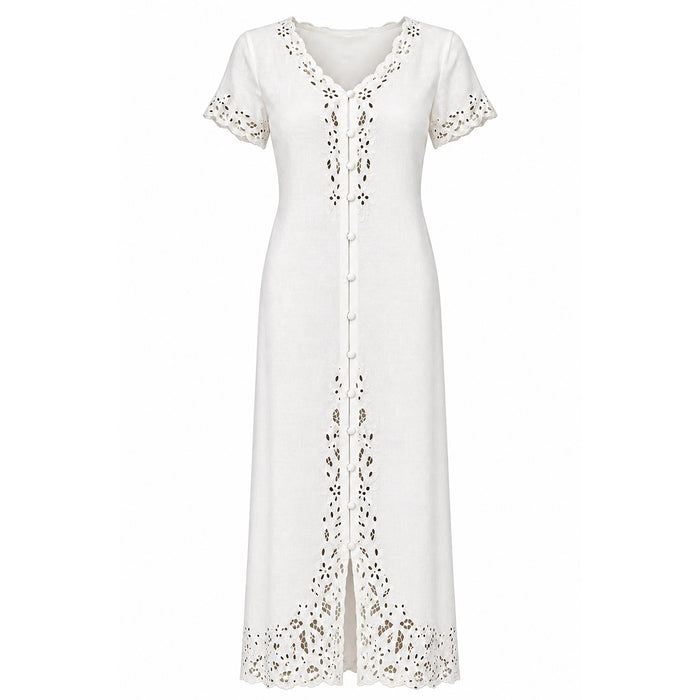 Merona Embroidered Bamboo Midi Dress in White
