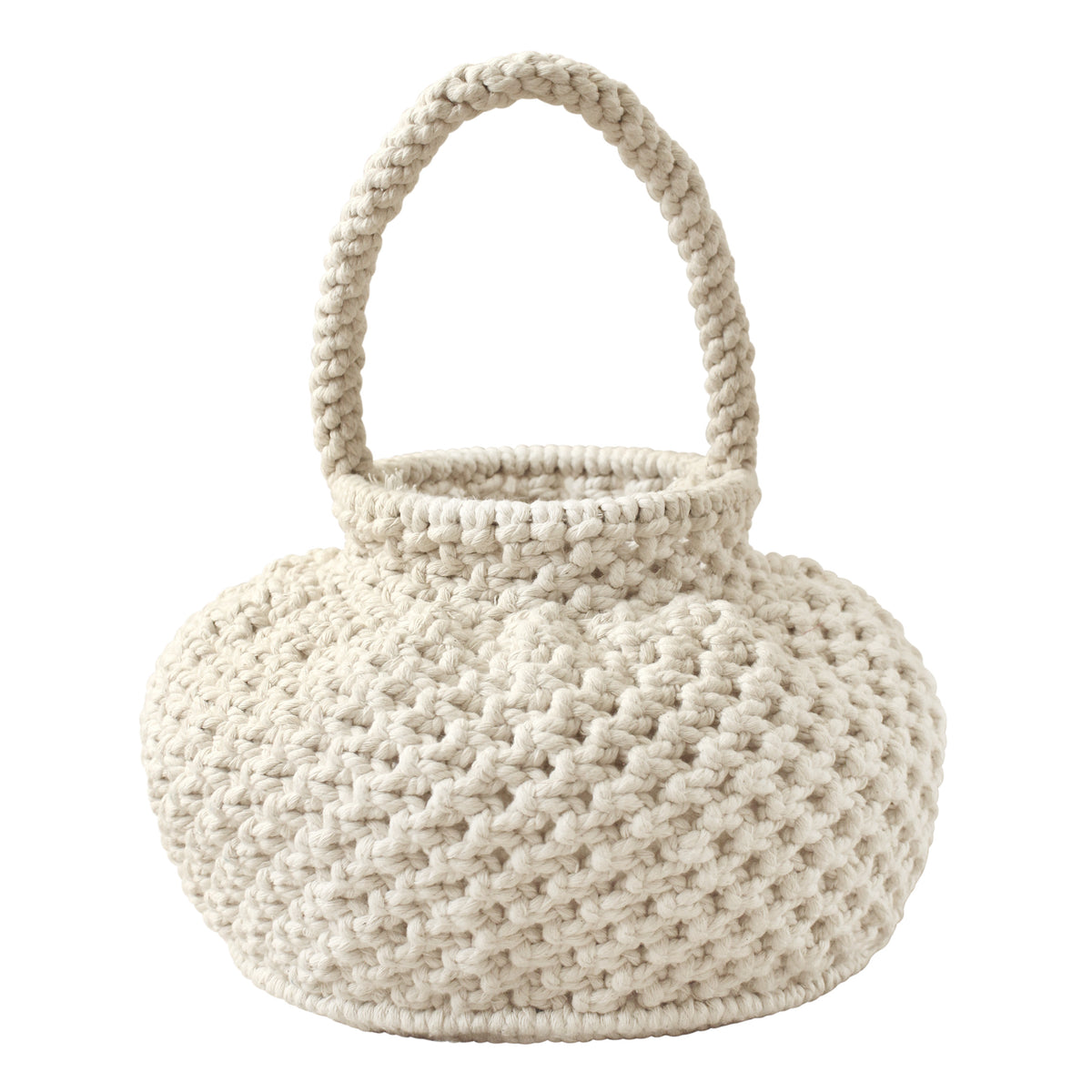 Naga Macrame Beach Bucket Bag. A stylish and eco-friendly macrame beach bag by BrunnaCo, featuring intricate woven patterns, durable handles, and spacious interior, perfect for carrying your beach essentials in sustainable style