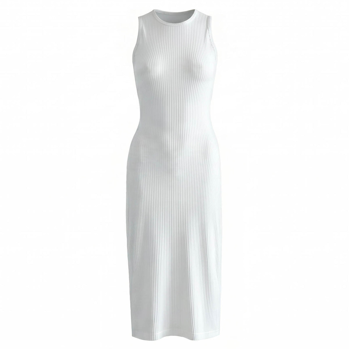The Ola Rib Second-Skin Bodycon Midi Dress In White