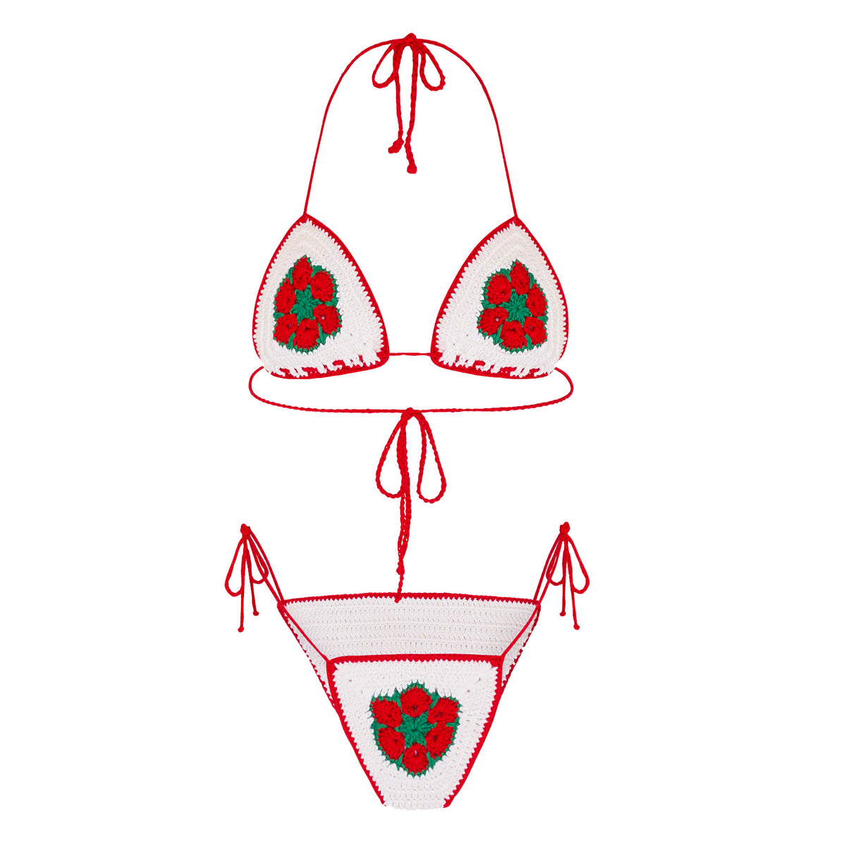 The Poppy Crochet Bikini in Red