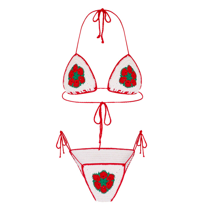 The Poppy Crochet Bikini in Red