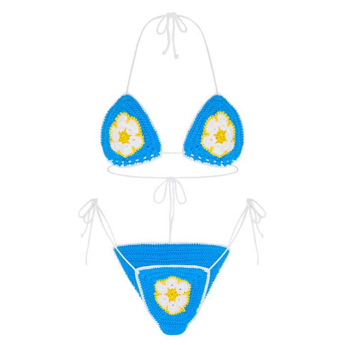 The Poppy Crochet Bikini in Blue