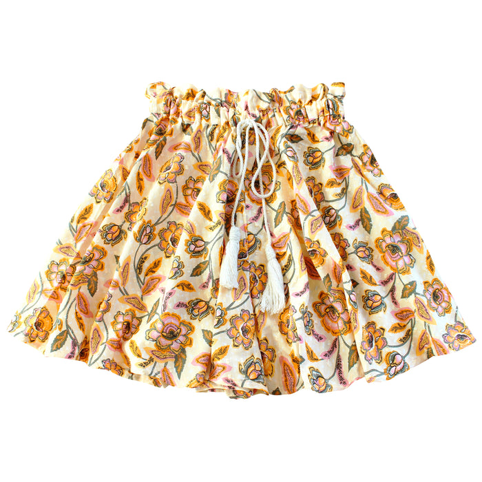 SEKAR Floral Batik Shorts is made entirely from a relaxed, lightweight cotton fabric fit for every warm-weather destination. With the drawstring waist, wear SEKAR both low and high-rise. As seen on our lookbook, style SEKAR with our MARIGOLD Hand-embroidered Bralette Top.