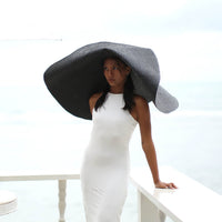 The Solana Oversized Straw Hat In Black