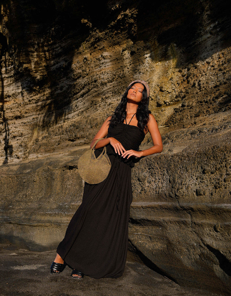 BrunnaCo Artisanan SOL Wire Tote Beach Bag in Dark Gold. Precious handwoven tote bag made from stainless metal wire. Made carefully by our artisans in remote villages in Bali, who create the bags from their very own homes. It is a true masterpiece.