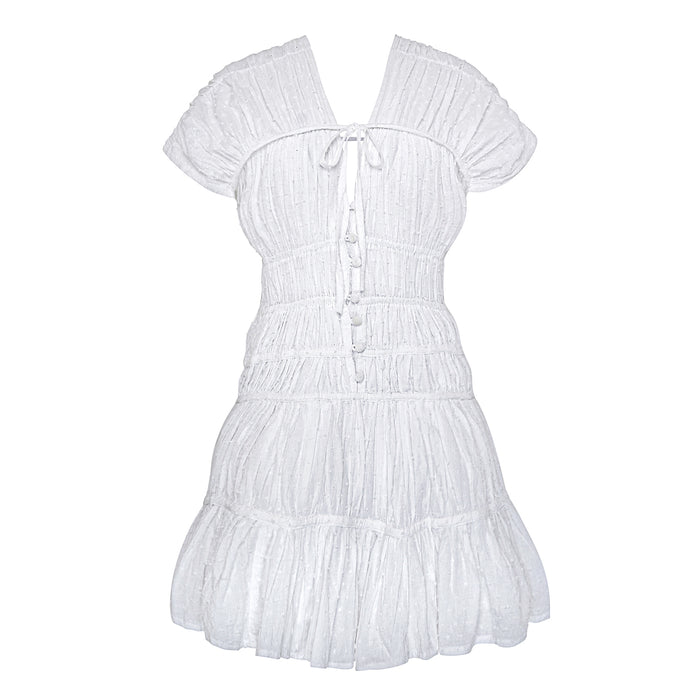 SRIKANDI Mini Ruffle Dress In White
