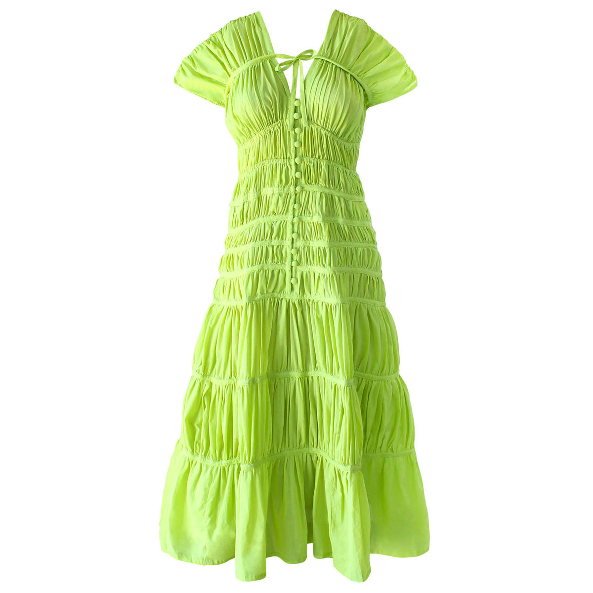 SRIKANDI Ruffle Maxi Dress in Lime Green Small SRIKANDI Ruffle Maxi Dress in Lime Green Small