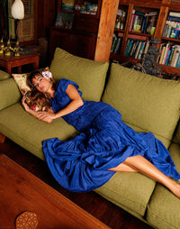 The Srikandi Ruffle Maxi Dress In Royal Blue