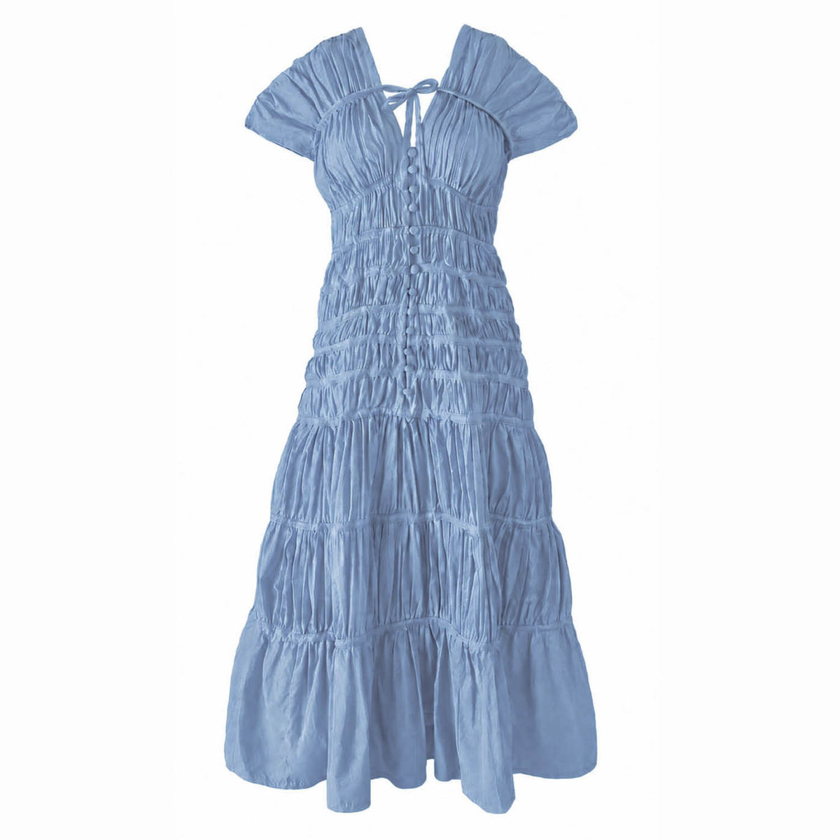 The Srikandi Ruffle Maxi Dress In Slate Blue