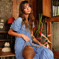 The Srikandi Ruffle Maxi Dress In Slate Blue