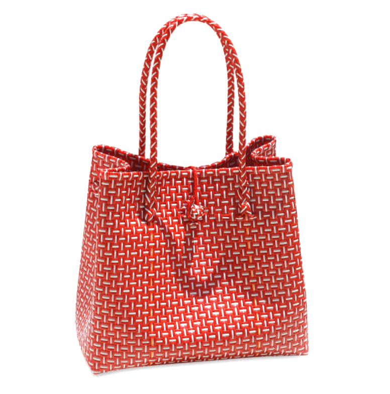 The Toko  Recycled Tote Bag, in Red & White