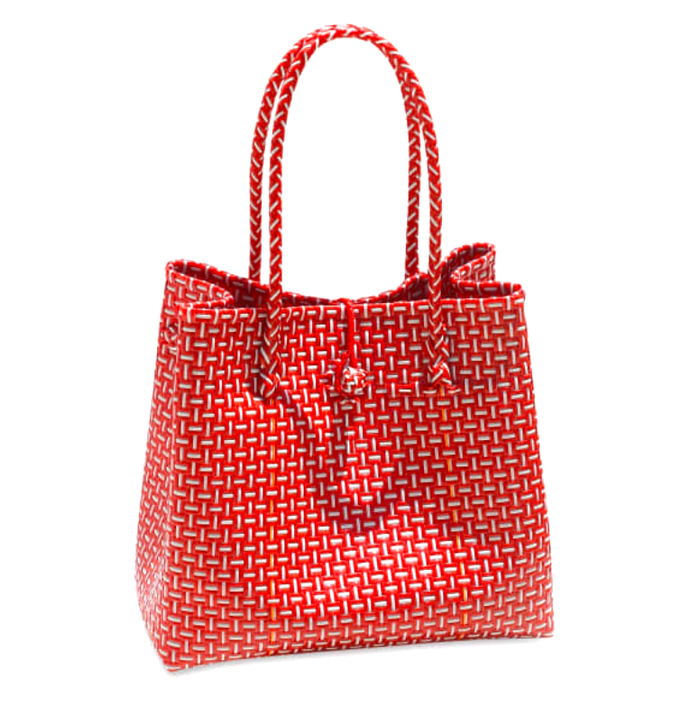 The Toko  Recycled Tote Bag, in Red & White