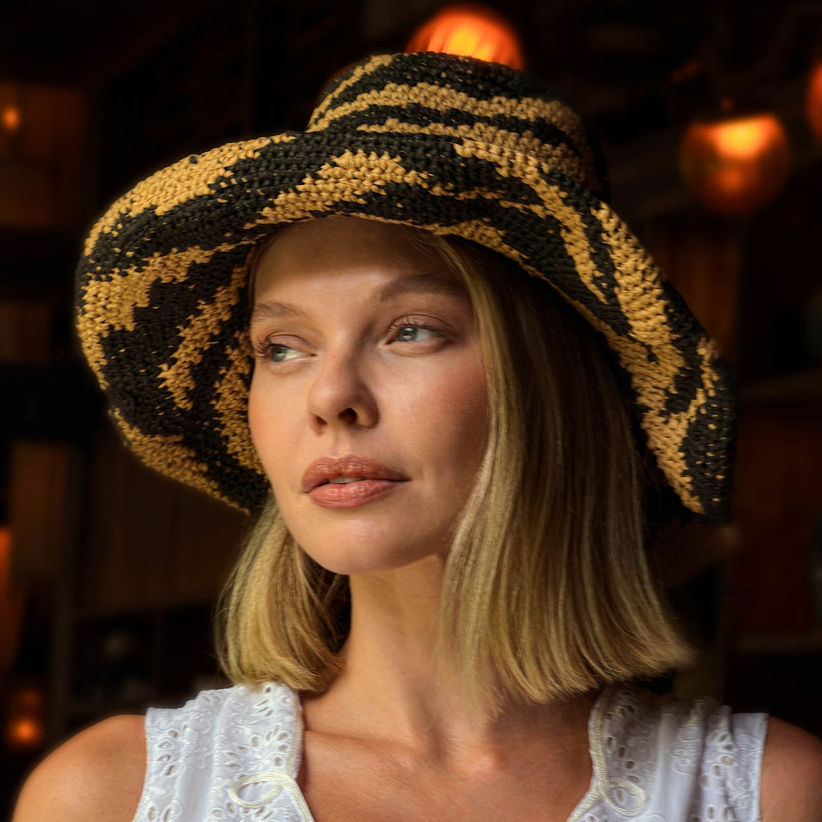 The Zenda Wide Brim Raffia Rancher Hat In Black