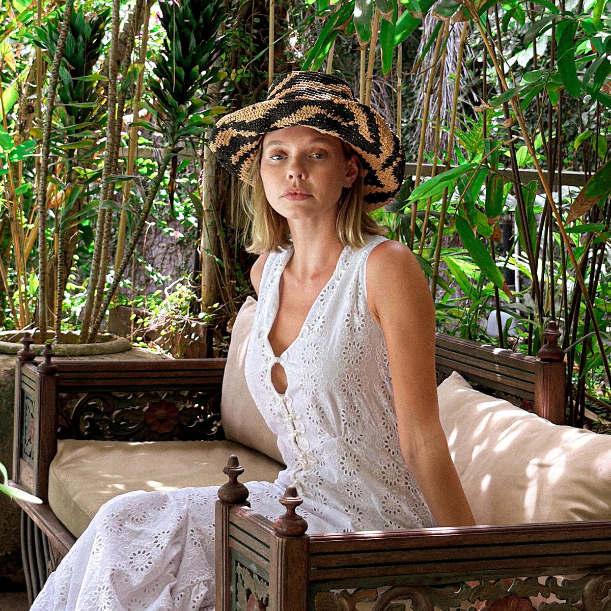The Zenda Wide Brim Raffia Rancher Hat In Black