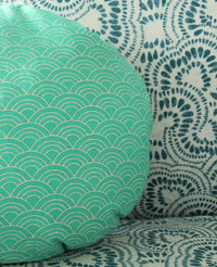 Housse de coussin ronde décorative à rayures ondulées 16", oreiller circulaire