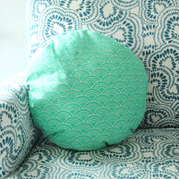 Housse de coussin ronde décorative à rayures ondulées 16", oreiller circulaire