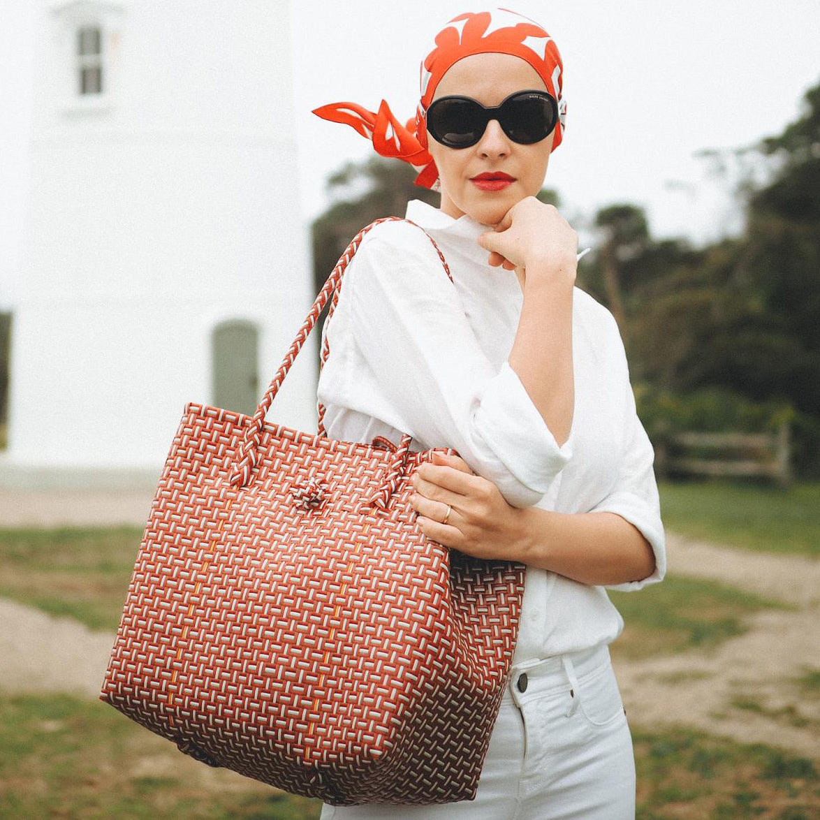 TOKO Recycled Market Beach Tote Bag in Red