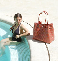 TOKO Recycled Market Beach Tote Bag in Red