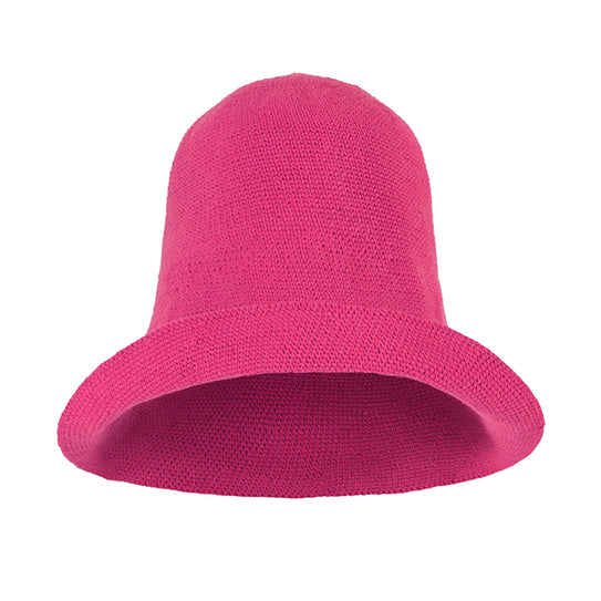 Bloom Crochet Cotton hat in Hot Barbie Pink. Soft and shapeable crochet hat inspired by the classic Calla Lily flower shape. Meticulously made by artisans in the villages of Bali. Its light and semi-floppy construction make it the perfect hat for picnics at the beach or any outdoor hike sessions any season of the year.