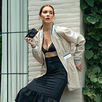 Kamala Recycled Windbreaker Eco-friendly Bomber Jacket in Beige
