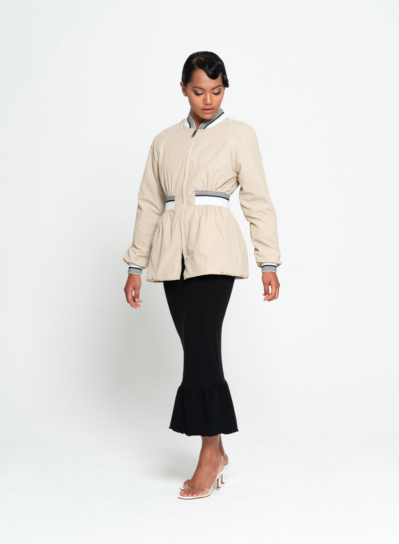 Kamala Recycled Windbreaker Eco-friendly Bomber Jacket in Beige