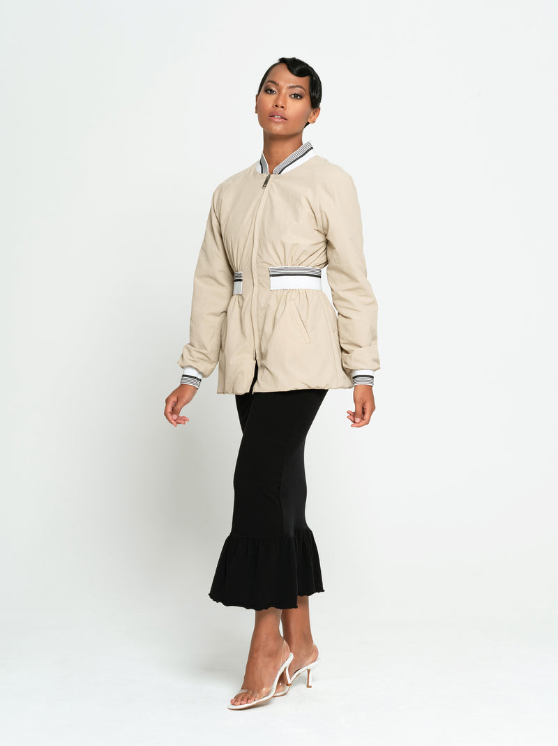 Kamala Recycled Windbreaker Eco-friendly Bomber Jacket in Beige