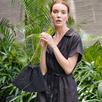 Lyon Macrame Crochet Beach Tote Bag in Black