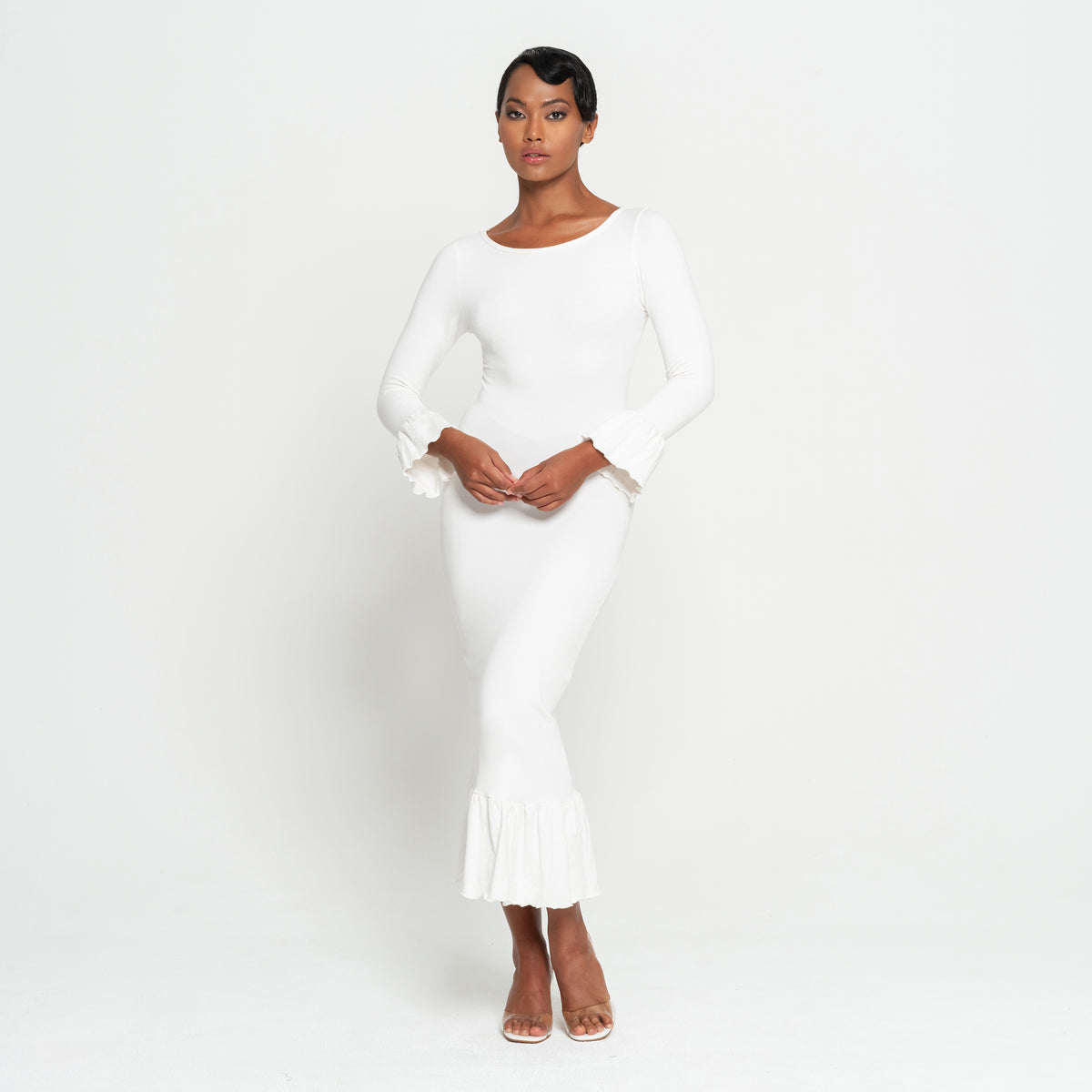 Marjorie Bambo Ruffle Winter maxi dress, Sustainable holiday gift
