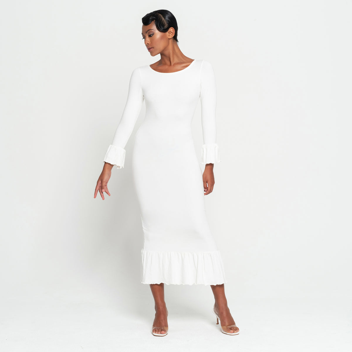 Marjorie Bambo Ruffle Winter maxi dress, Sustainable holiday gift