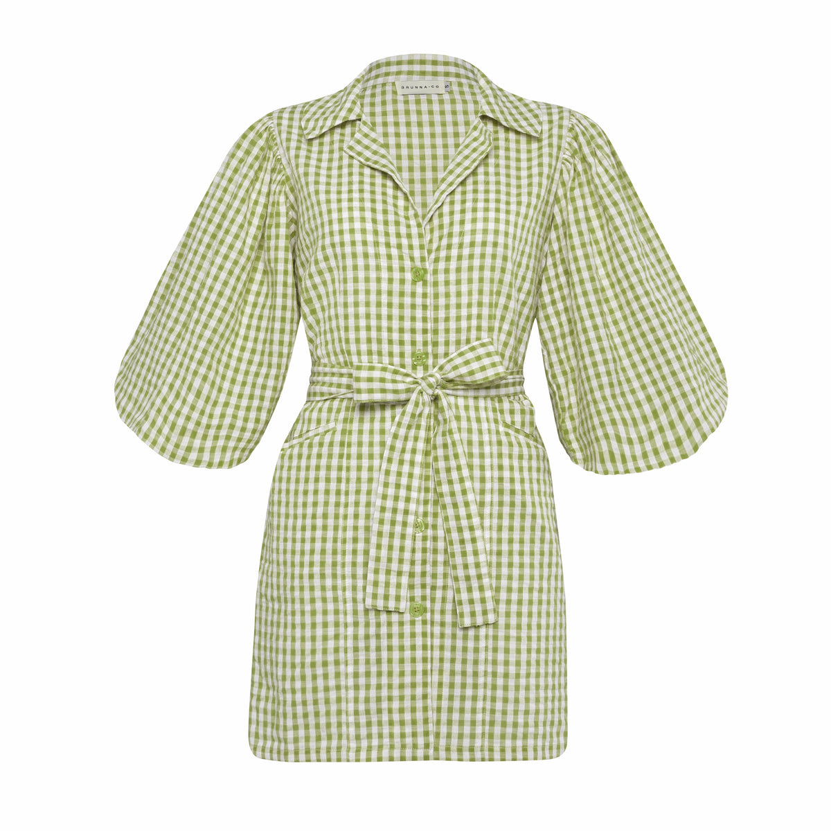 Meghan Mini Gingham Dress in Lime Green Small / Lime Green / Cotton Meghan Mini Gingham Dress in Lime Green Small / Lime Green / Cotton