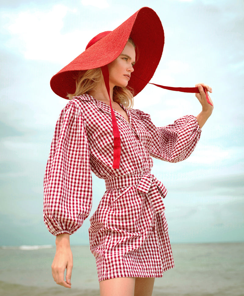 Meghan Mini Gingham Dress in Red Large / Red / Cotton Meghan Mini Gingham Dress in Red Large / Red / Cotton